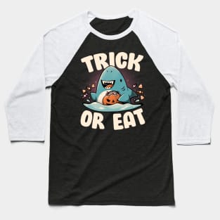 Trick or Eat - Dark Funny Shark Halloween Gift Baseball T-Shirt